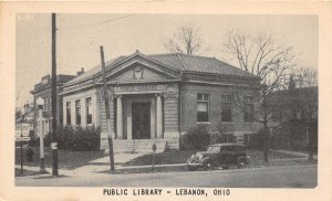 J12/ Lebanon Ohio Postcard c1940 Public Library Building 120