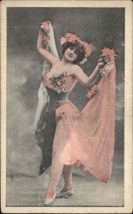Risque Woman in Elaborate See-Through Dress Lingerie Costume c1910 Postcard