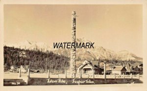 JASPER TOWN ALBERTA CANADA~TOTEM POLE~1947 MORRIS TAYLOR REAL PHOTO POSTCARD