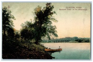c1910 Summer Time Mississippi River Lake Clinton Iowa Vintage Antique Postcard
