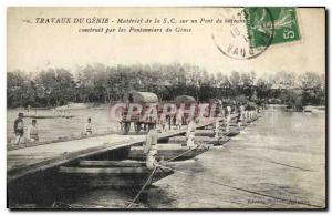 Old Postcard Army Materiel Construction Genie of the SC on a pontoon bridge