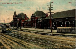 Postcard OH Toledo Union Station - Streetcar Publ. I.G. Bourelle, No.7 1912 A9