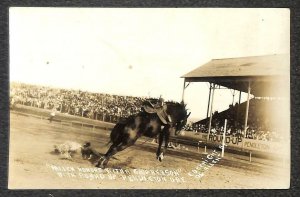 RPPC HORSE COWBOY RODEO PENDLETON OREGON ALLEN REAL PHOTO POSTCARD (c. 1910)