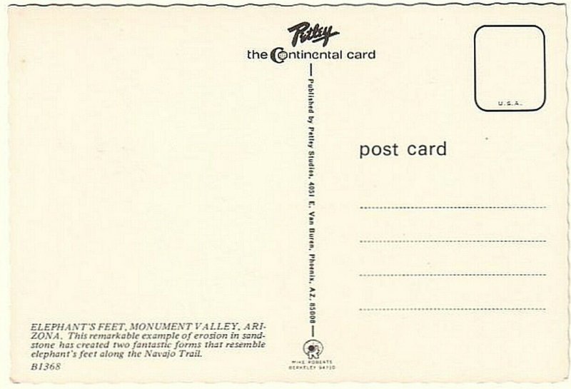 Elephant's Feet, Monument Valley, Arizona, Chrome Postcard