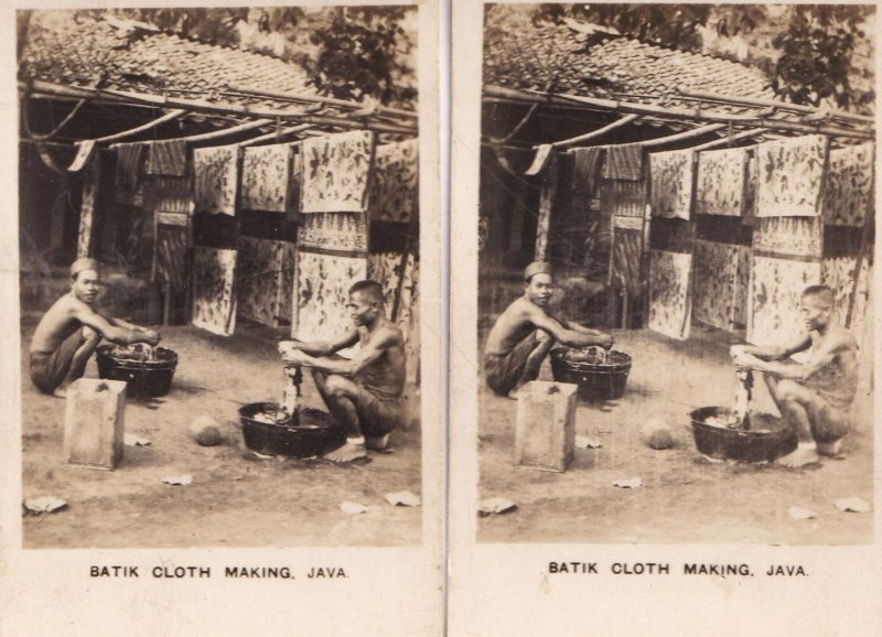 Batik Cloth Making Java Malaysia 2x Old Cigarette Card s