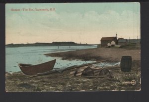 Nova Scotia YARMOUTH Sunset: The Bar, Lobster Traps and Boat pm1910 ~ DB