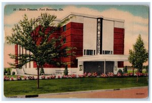 1954 Main Theatre Exterior Scene Fort Benning Columbus Georgia GA Postcard