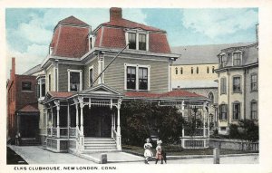 Elks Clubhouse, New London, CT c1920s Vintage Postcard
