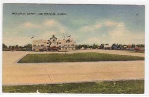 Municipal Airport Indianapolis Indiana linen postcard