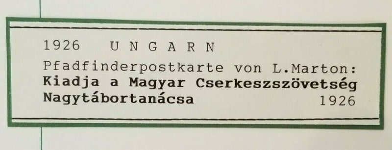 1926 Mint Vintage Hungary Boy Scouts Dog Firewood Illustrated Marton Postcard