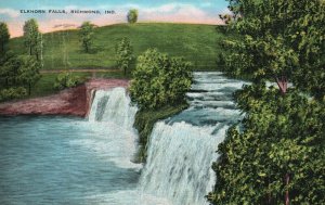 Vintage Postcard 1942 Elkhorn Falls Richmond Ind Indiana Pub. Adam M. Bartel