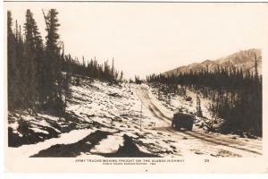 ALASKA HIGHWAY ARMY TRUCKS MOVE FREIGHT REAL PHOTO POSTCARD (4)