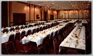 Salem Ohio 1960s Postcard Timberlanes Motor Inn Banquet Room