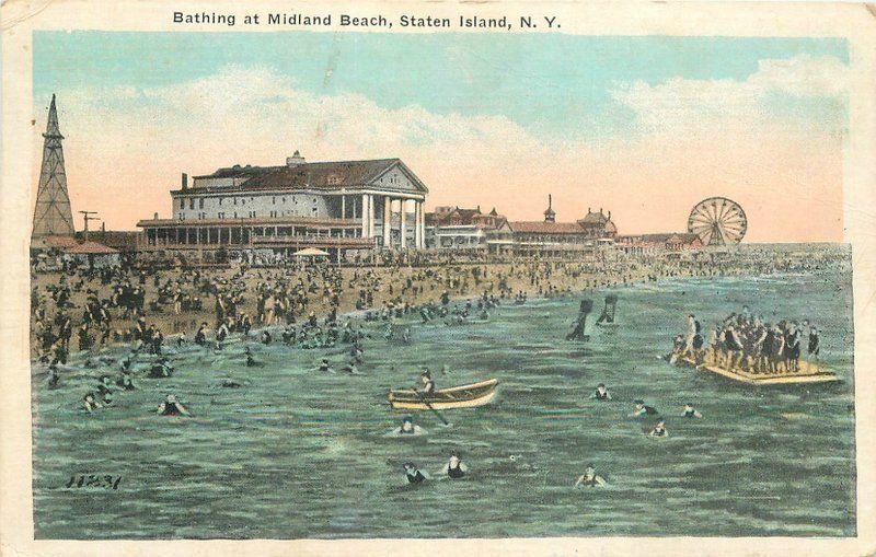 Bathing Midland Beach Staten Island New York 1927 Postcard Grimsnaw ...