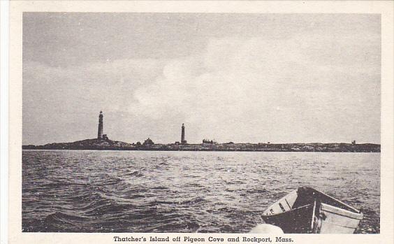 Lighthouses On Thatchers Island Off Pigeon Cove Rockport Massachusetts Albertype