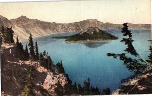 Hand-Colored Crater Lake National Park Oregon 1928 Vintage Postcard