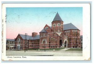 c1905 Copper Window Library in Lawrence Massachusetts MA Antique Postcard 