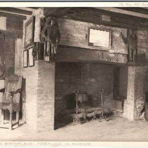 c1910s Stratford-upon-Avon, UK Shakespeare's Birthplace Fireplace PC Museum A339