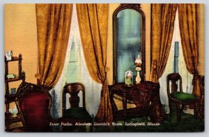 Springfield Illinois~Front Parlor Abe Lincoln's Home~Vintage Linen Postcard