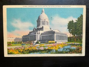 Vintage Postcard 1944 State Capitol Building & Gardens Olympia Washington