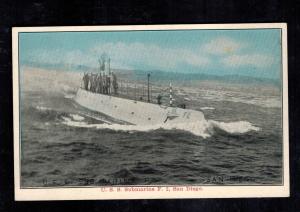 Mint USA Picture Postcard Navy Submarine USS F2 at sea San Diego CA