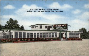 Mobile Alabama AL Sea ranch Restaurant Linen Postcard