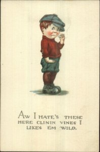 Tough Little Boy Smoking Cigarette Charles Twelvetrees c1915 Postcard