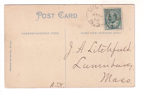 Cowie's Falls, Milton, Nova Scotia, Nice Local Cancel 1910