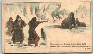 1880s-90s Sportsmen Hunting Artic Cold Sea Lion Trade Card