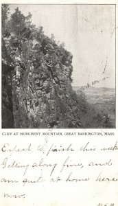 Vintage Postcard 1906 Cliff At Monument Mountain Great Barrington Massachusetts