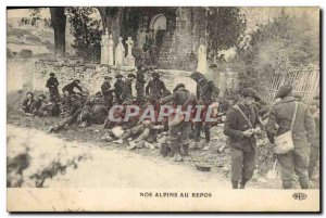 Old Postcard Militaria Alpine hunters at rest