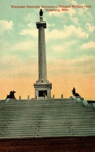 c. 1910 Wisconsin Memorial Monument, Vicksburg, Miss Postcard F58 