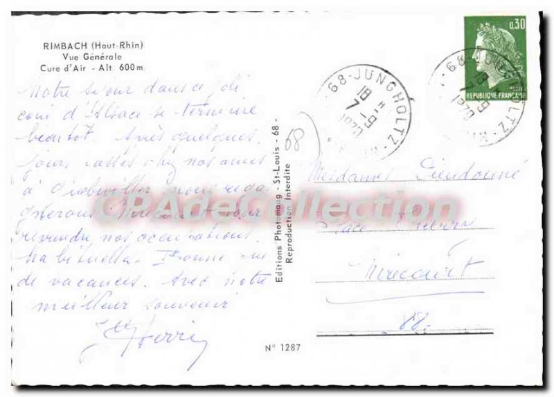 Postcard Modern Rimbach Vue Generale Cure On Air