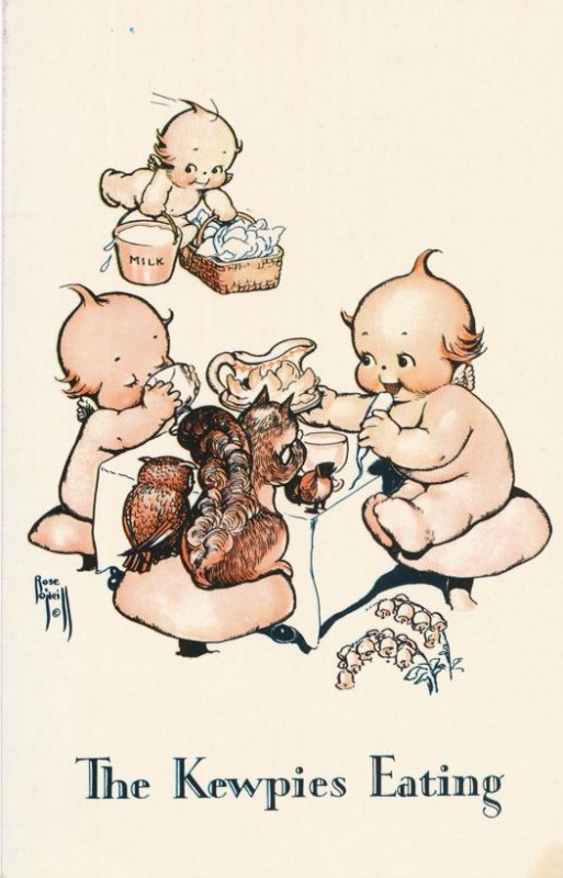 Kewpies Eating - a/s Rose O'Neill 1972 Reproduction