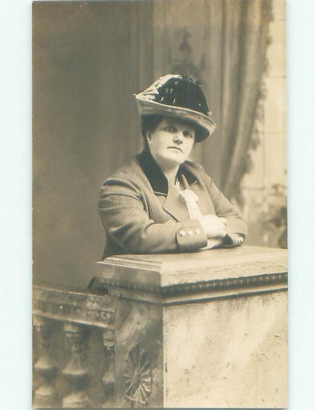 Pre-1918 rppc FASHION - WOMAN IN FANCY HAT Studio In Hanover PA i9317