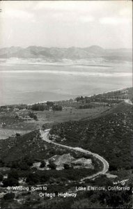 Lake Elsinore California cA Ortega Highway Bird's Eye View Real Photo Postcard