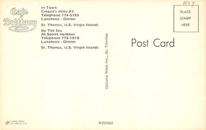 Cafe Brittany Saint Thomas Virgin Islands Postcard