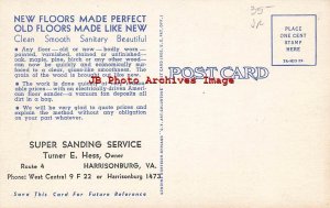 Advertising Linen Postcard, American Floor Sanders, Turner E. Hess, Harrisonburg