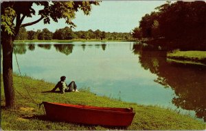 View of Lake at Burdette Park, Evansville IN c1968 Vintage Postcard G60