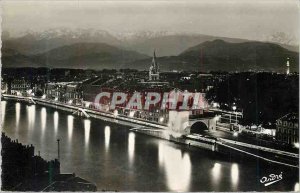 Modern Postcard Grenoble French Alps Beautiful Quays of the Isere Crepuscule