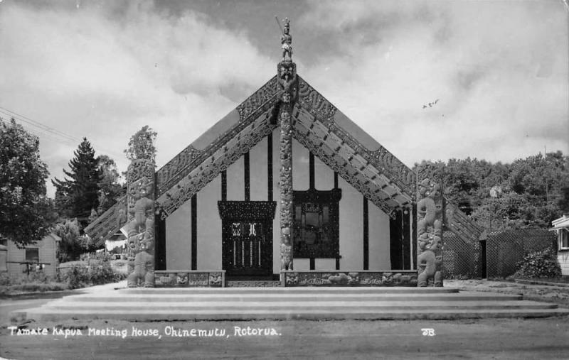 Rotorua New Zealand Tamate Kapua Meeting House real photo pc Y15072