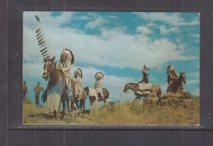 UNITED STATES, INDIANS ON THE MARCH, ADIRONDACK MOUNTAINS, c1950 ppc., unused.