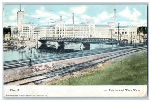 Elgin National Watch Works Bridge Building Scene Illinois IL Antique Postcard