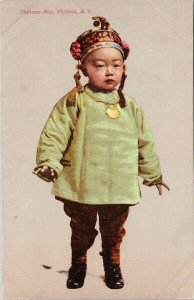 Chinese Boy Victoria BC Child Unused Barber Bros Postcard G9