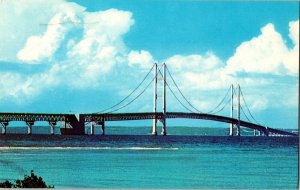 Mackinac Bridge Michigan City Anchorage Tuttle Hiawatha Card Postcard Vintage 