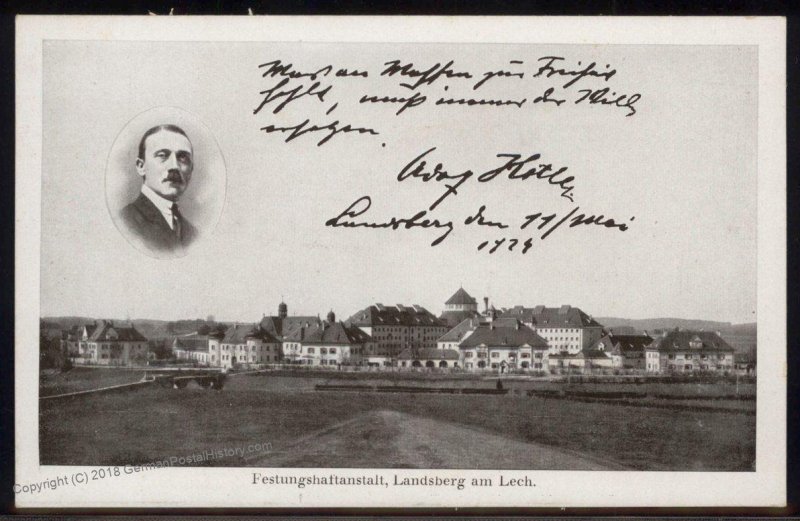 3rd Reich Germany 1924! Adolf Hitler Landsberg am Lech Prison Cachet Card 93527