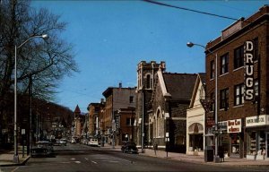 Dover NJ Blackwell Street Storefronts Classic Cars Chrome Vintage Postcard