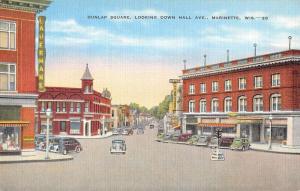 Marinette Wisconsin Dunlap Square Birdseye View Linen Antique Postcard K21162