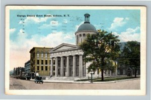 Auburn NY, Cayuga County Court House Automobile Vintage New York c1919 Postcard