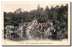Old Postcard Paris Bois de Boulogne waterfall and cave